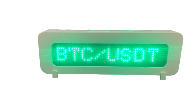 WuaDisplay mostrando el ticker BTC/USDT en verde