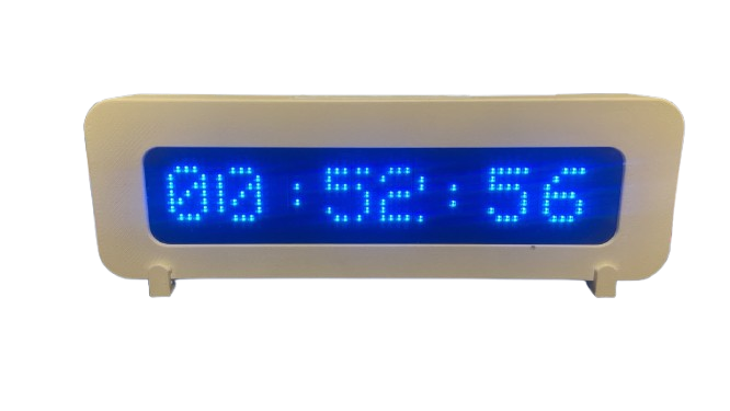 WuaDisplay mostrando la hora 00:52:56 en azul